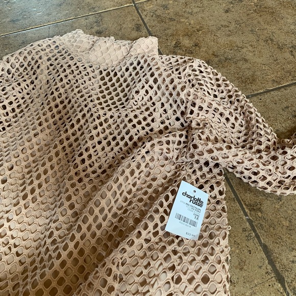 Charlotte Russe net set outfit nude cute club - Picture 5 of 6